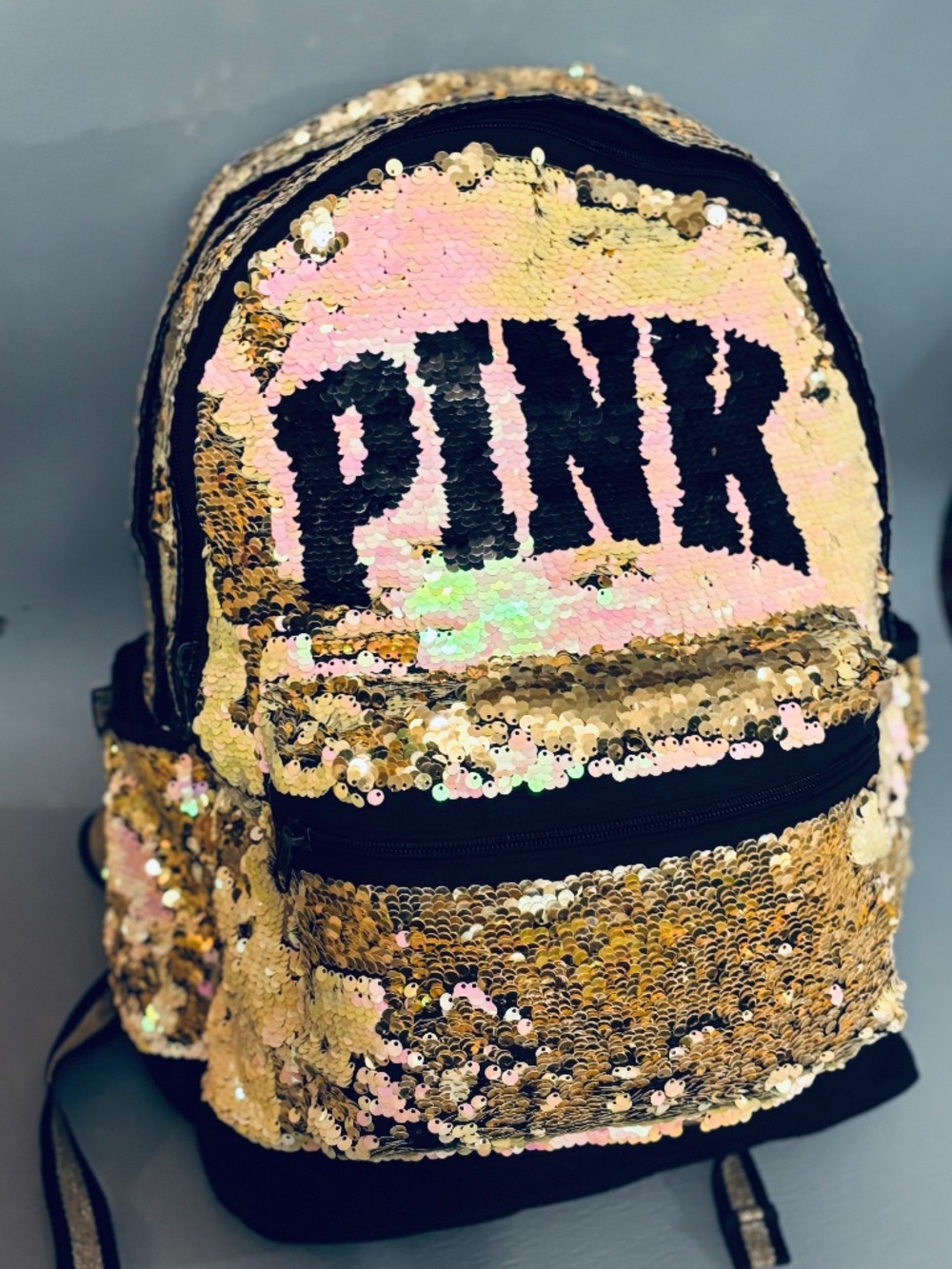 Pink Victoria’s Secret Iridescent Backpack With Laptop Pocket